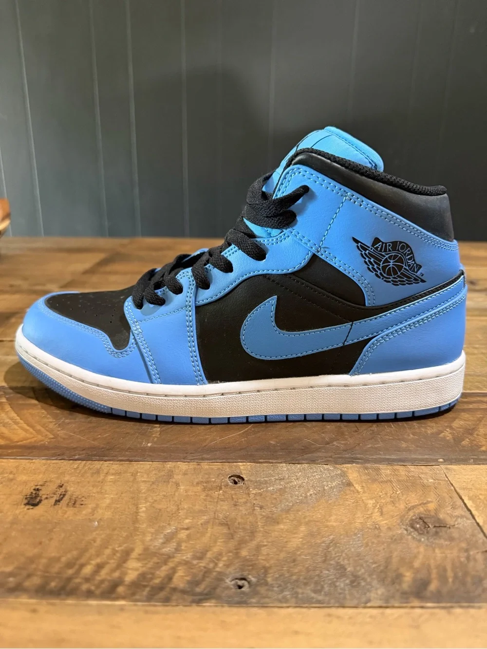 Jordan 1 Mid Blue and Black Men’s Sneakers